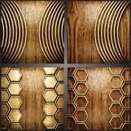 Vector wood and gold background set N17