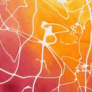 Gradient of sunset colors hand painted with white squiggle lines