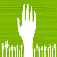 volunteers holding hands high charity givers illustration