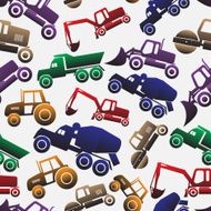 color heavy machinery cars seamless pattern eps10