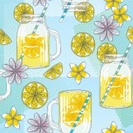 Cute Hand Drawn Lemonade Mason Jars And Summer Flowers N3