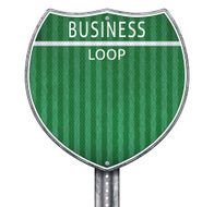 Green business loop road sign