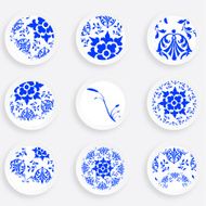 set of abstract blue plate pattern for design