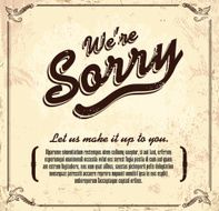 Vintage We're Sorry card design template