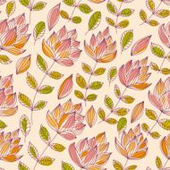 Beautiful flowers seamless pattern vintage vector background