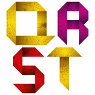 Origami alphabet letters Q R S T