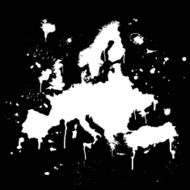 Europe map graffiti white splats on black wall