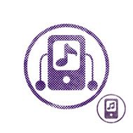 Mp3 player icon with halftone dots print texture