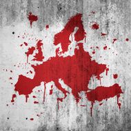 Europe map graffiti red splats on wall