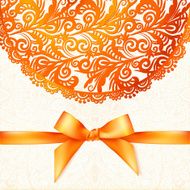 Ornate vector orange greeting card template