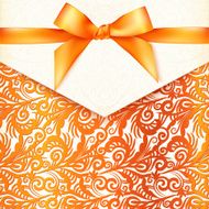 Ornate vector orange greeting card template N2