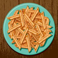 Overhead view of a plate french fries