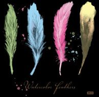 Watercolor set of feathers pastel