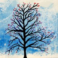 Painted watercolor tree N2