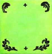 Lime Green Textured Painted Background with Stamping