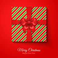Merry Christmas Greeting Card with Striped Gift Box