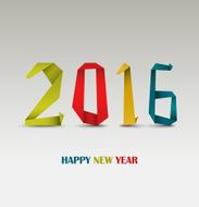 New Year card with folded colored paper template