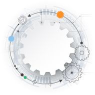 Vector 3d paper gear wheel on circuit board