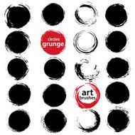 Set of vector grungy ink round shapes and frames N2