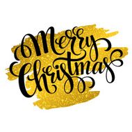 Marry Christmas gold glittering lettering design Vector illustration
