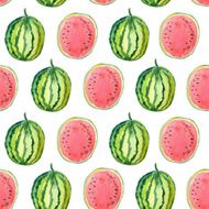 Hand drawn watercolor pattern with watermelon