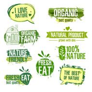 Set of logos badges labels for natural products farms organic