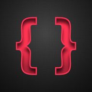Brackets Symbol - Red on Carbon Fiber