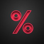 Percent Symbol - Red on Carbon Fiber Background N2