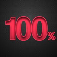 One Hundred Percent (100 ) Red number on Carbon Fiber Background