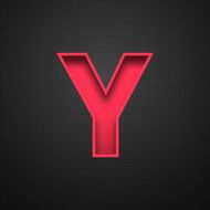 Alphabet Y Design - Red Letter on Carbon Fiber Background