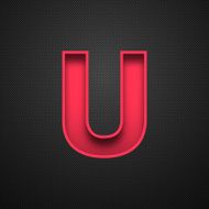 Alphabet U Design - Red Letter on Carbon Fiber Background N2