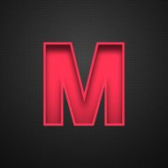 Alphabet M Design - Red Letter on Carbon Fiber Background