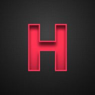 Alphabet H Design - Red Letter on Carbon Fiber Background
