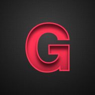 Alphabet G Design - Red Letter on Carbon Fiber Background