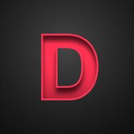 Alphabet D Design - Red Letter on Carbon Fiber Background