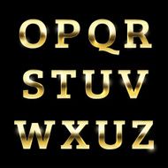 Gold glittering metal alphabet set O to Z uppercase N2