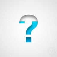 Question Mark - ? Blue Symbol on Watercolor Paper
