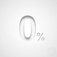 Zero Percent Design (0 ) - Blue number on Watercolor Paper