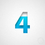 Number 4 Design (Four) - Blue on Watercolor Paper
