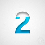 Number 2 Design (Two) - Blue on Watercolor Paper