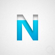 Alphabet N Design - Blue Letter on Watercolor Paper