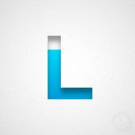 Alphabet L Design - Blue Letter on Watercolor Paper