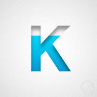 Alphabet K Design - Blue Letter on Watercolor Paper