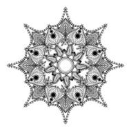Zentangle stylized Round Indian Mandala Hand drawn vintage Orn N2