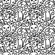 Halloween Cat and Pumpkin Seamless Pattern