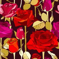 Vector seamless pattern with hand drawn roses flowers N8