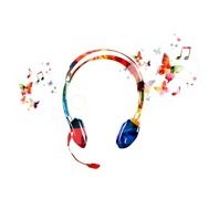 Colorful vector headphones background with butterflies