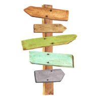 Watercolor wooden signpost