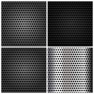 Seamless metallic surface background set perforated sheet