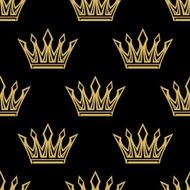 Golden royal crowns seamless pattern N2